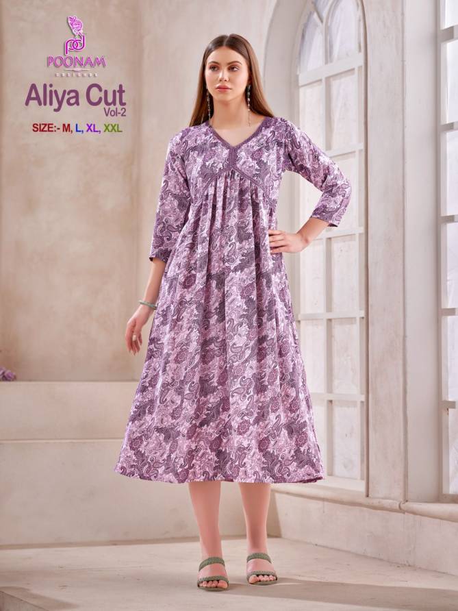 Aliya Cut Vol 2 By Poonam Designer Kurtis Catalog